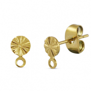 Stainless steel findings earrings / earpin round with loop Gold