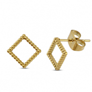 Stainless steel earrings / earpins rhombus Gold