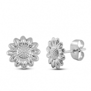 Stainless steel earrings / earpins flower Silver