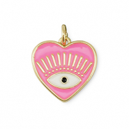 Brass TQ metal charms heart Eye of Providence Gold-Pink-White