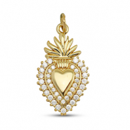 Brass TQ metal charms zirconia heart Gold