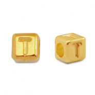 DQ T European metal letter beads Gold (nickel free)