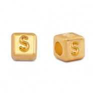 DQ S European metal letter beads Gold (nickel free)