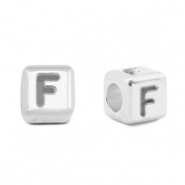 DQ F European metal letter beads Antique Silver (nickel free)