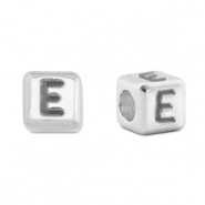 DQ E European metal letter beads Antique Silver (nickel free)