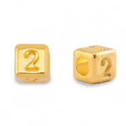 DQ 2 European metal letter beads Gold (nickel free)