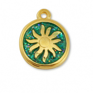 DQ European metal charms sun Gold-Glitter Turquoise (nickel free)