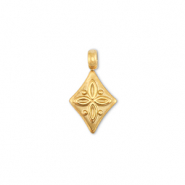 Stainless steel charms rhombus with flower Gold