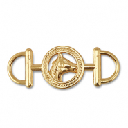 Metal charms connector round with horse Gold