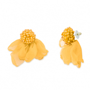Trendy earrings/earpin chiffon flower Yellow-Gold