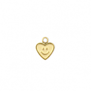 Stainless steel charms heart with smiley Gold