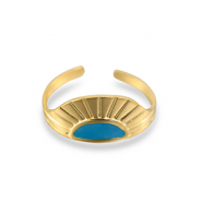 Stainless steel rings fan Gold-Blue