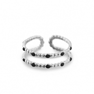 Stainless steel rings dots Silver-Black