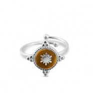 Stainless steel rings snowflake Silver-Brown