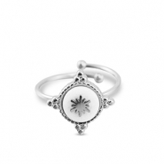 Stainless steel rings snowflake Silver-White