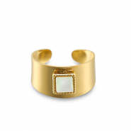 Stainless steel rings square Gold-White