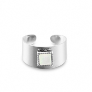 Stainless steel rings square Silver-White