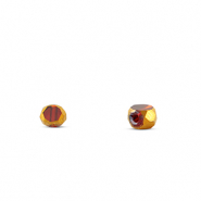Glass beads irregular Red Transparent-Gold