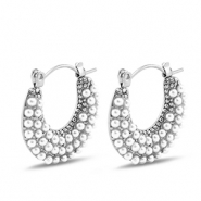 Stainless steel earrings / earpins with imitation pearls Silver