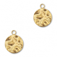 Stainless steel charms round Gold