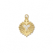 Brass TQ metal charms heart with cross Gold