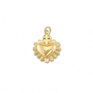 Brass TQ metal charms heart with cross Gold