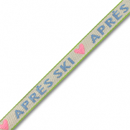 Ribbon text "Apr&egrave;s ski" Off white-Blue-Light Pink-Green