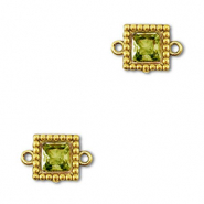 Stainless steel connectors zirconia square Gold-Lime Green