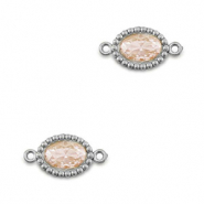 Stainless steel connectors zirconia oval Silver-Light Orange
