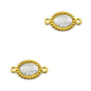 Stainless steel connectors zirconia oval Gold-Transparent