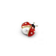 Brooches ladybug with pearl Red-White-Black