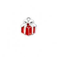Metal charms zirconia gift Silver-Red-White