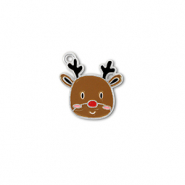 Metal charms reindeer Silver-Brown-Red-Black