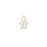 Metal charms zirconia gingerbread man Gold-White