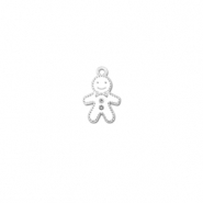 Metal charms zirconia gingerbread man Silver-White