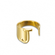 Stainless steel rings letter J Gold