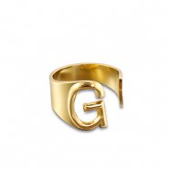 Stainless steel rings letter G Gold