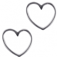 DQ European metal charms heart Antique Silver (nickel free)