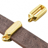 DQ European metal slider rectangle with loop (for 10mm flat DQ leather) Gold (nickel free)