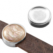 DQ European metal slider setting for 12mm cabochon (for 8mmflat leather) Antique Silver (nickel free)