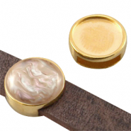 DQ European metal slider setting for 12mm cabochon (for 10mm flat leather) Gold (nickel free)