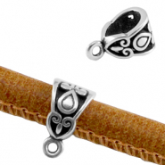 DQ European metal deco ring with loop Antique Silver (nickel free)