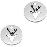 DQ European metal charms reindeer Antique Silver (Nickel Free)