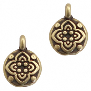 DQ European metal charms with flower Antique Bronze (nickel free)