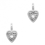 DQ European metal charms heart Antique Silver (nickel free)