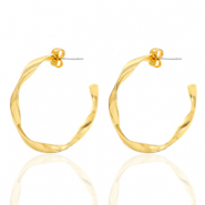 DQ European metal findings creole earrings 32mm twist Gold (nickel free)