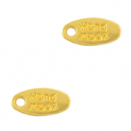 DQ European metal charms tag "handmade" Gold (nickel free)