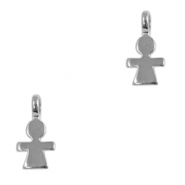 DQ European metal charms girl Antique Silver (nickel free)