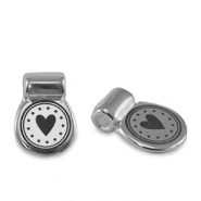 DQ European metal sliders heart Antique Silver (nickel free)