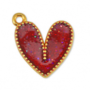 DQ European metal charms heart Glitter Red-Gold (nickel free)
